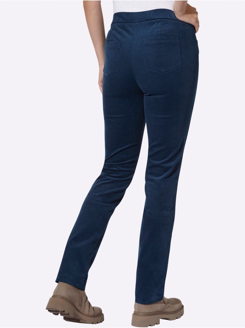 Pantalon velours velours fin - taille standard - helline Bleu foncé - Kiabi
