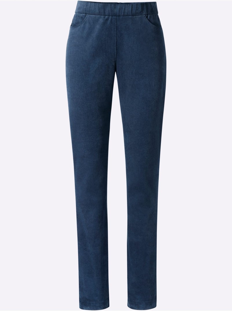 Pantalon velours velours fin - taille standard - helline Bleu foncé - Kiabi