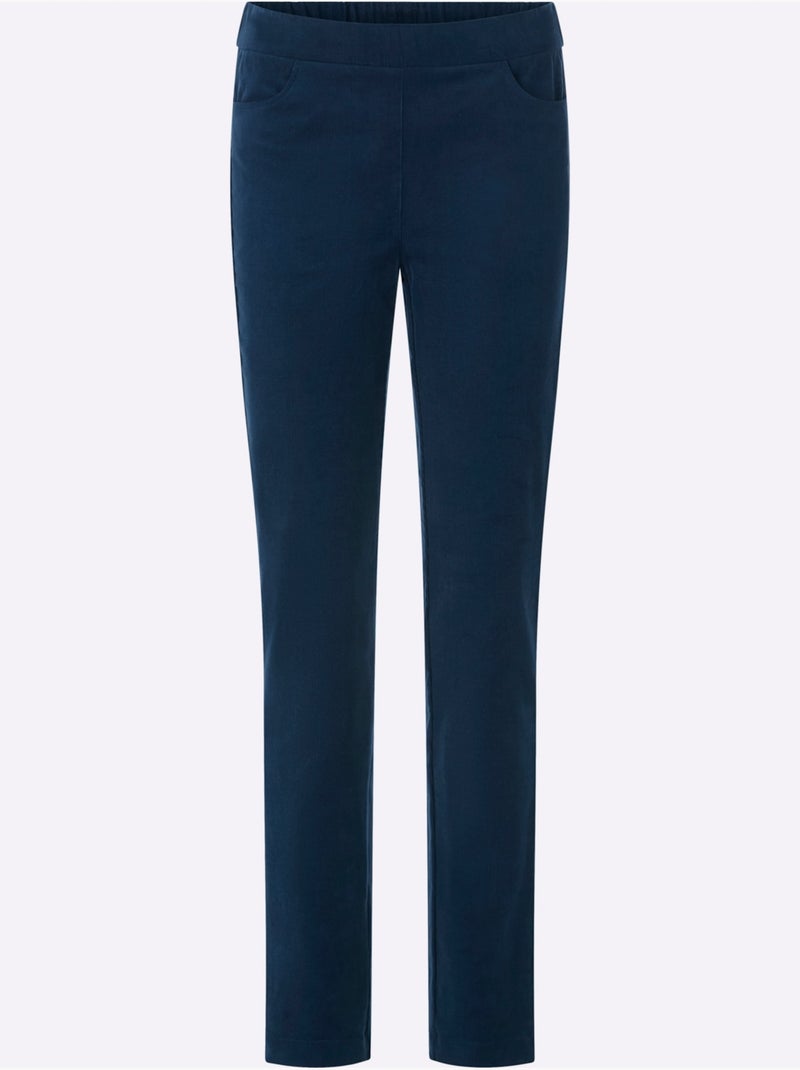 Pantalon velours velours fin - taille standard - helline Bleu foncé - Kiabi