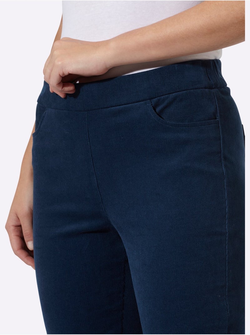Pantalon velours velours fin - taille standard - helline Bleu foncé - Kiabi