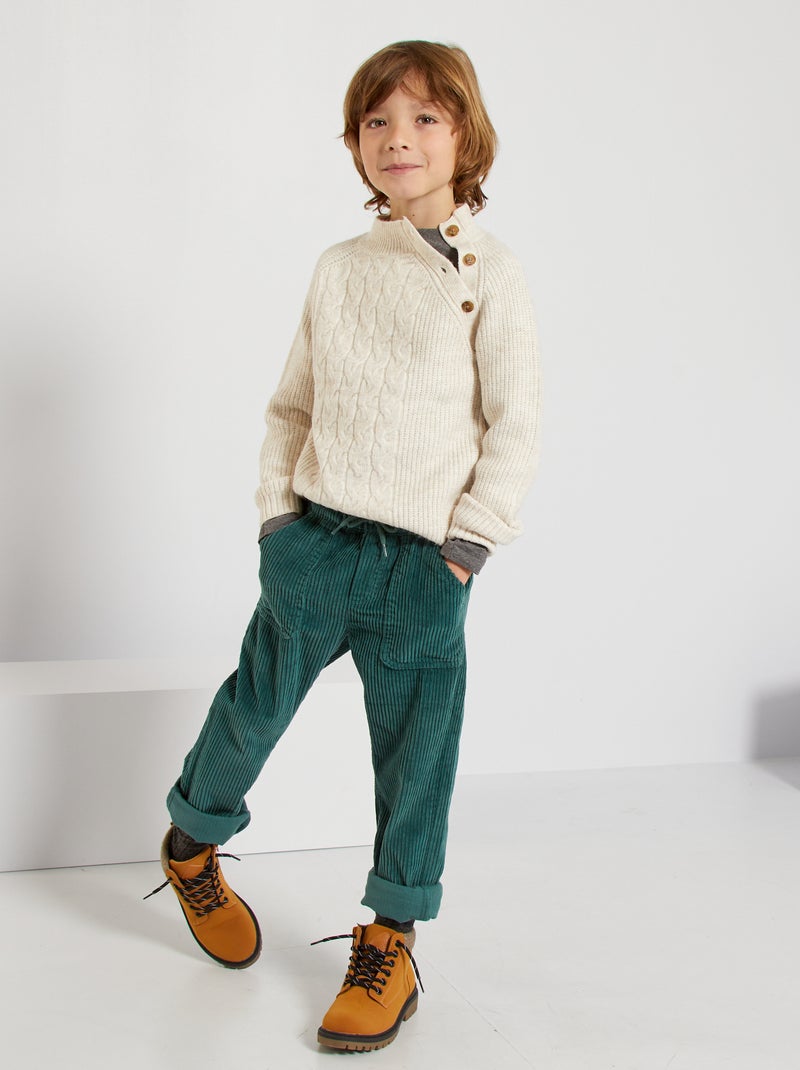 Pantalon velours vert foncé - Kiabi