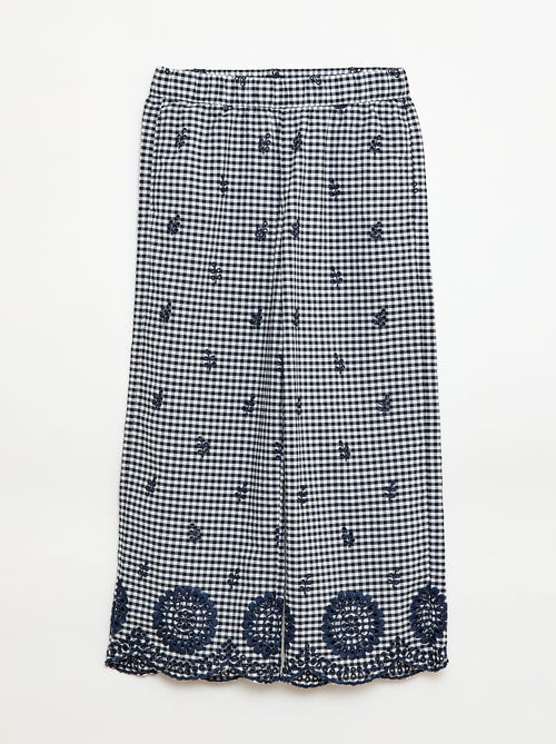 Pantalon vichy en coton - Kiabi