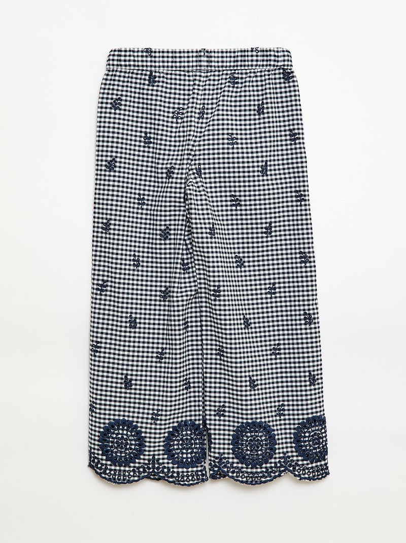 Pantalon vichy en coton Bleu marine - Kiabi