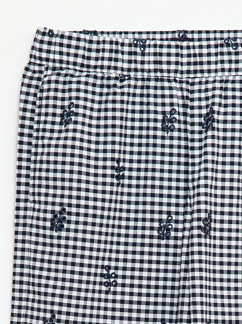 Pantalon vichy en coton Bleu marine - Kiabi