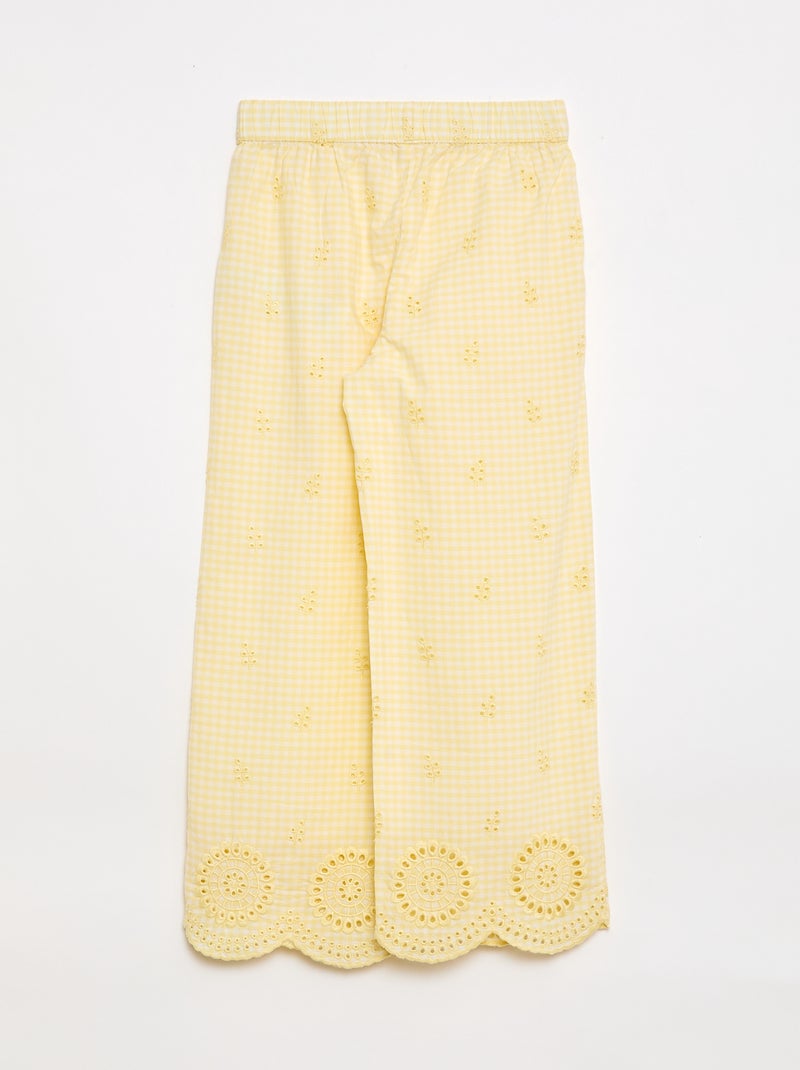Pantalon vichy en coton Jaune - Kiabi