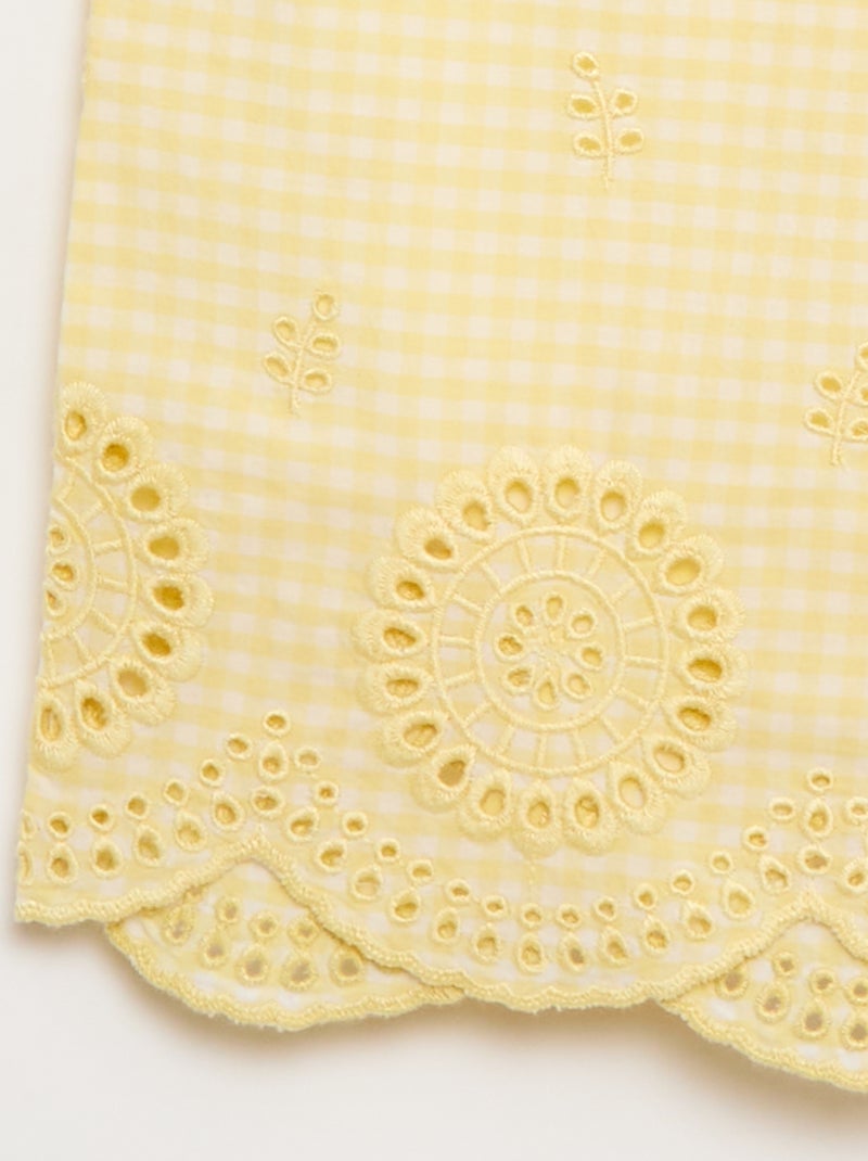 Pantalon vichy en coton Jaune - Kiabi