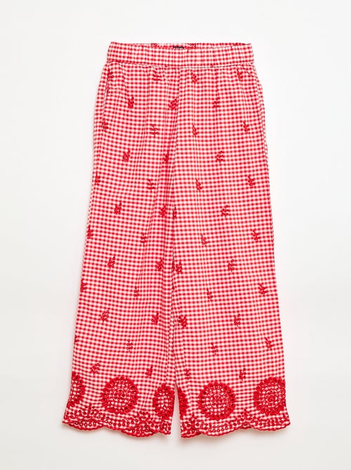 Pantalon vichy en coton - Kiabi