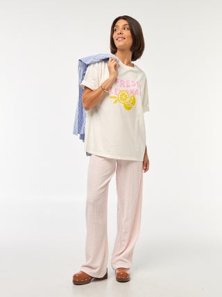 Pantalon vichy en maille gaufrée
