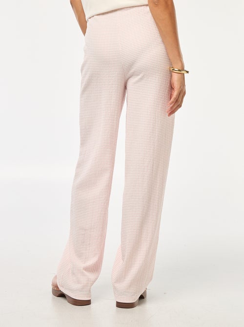 Pantalon vichy en maille gaufrée - Kiabi