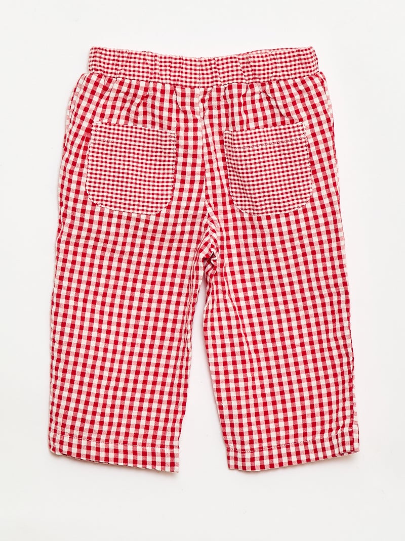 Pantalon vichy en seersucker Rouge - Kiabi