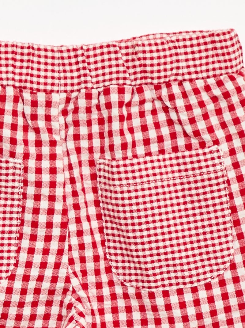 Pantalon vichy en seersucker Rouge - Kiabi