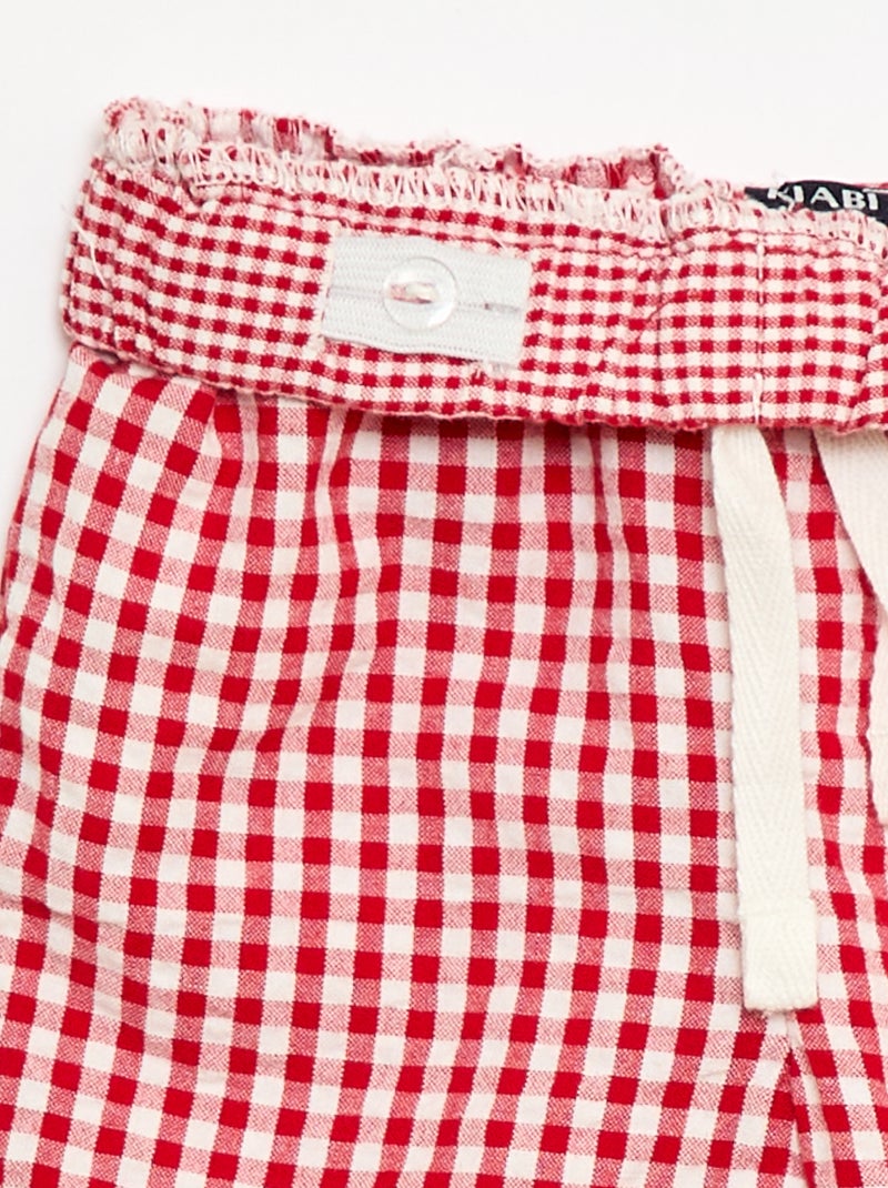 Pantalon vichy en seersucker Rouge - Kiabi