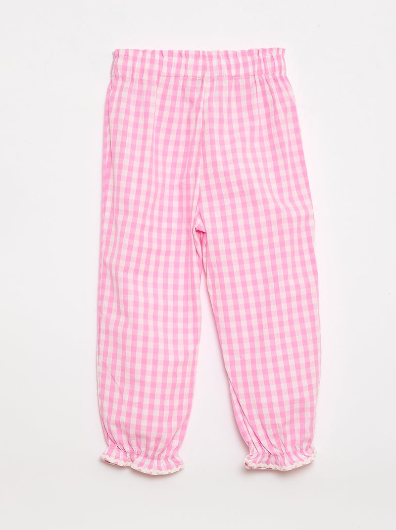 Pantalon vichy rose en popeline de coton Rose - Kiabi