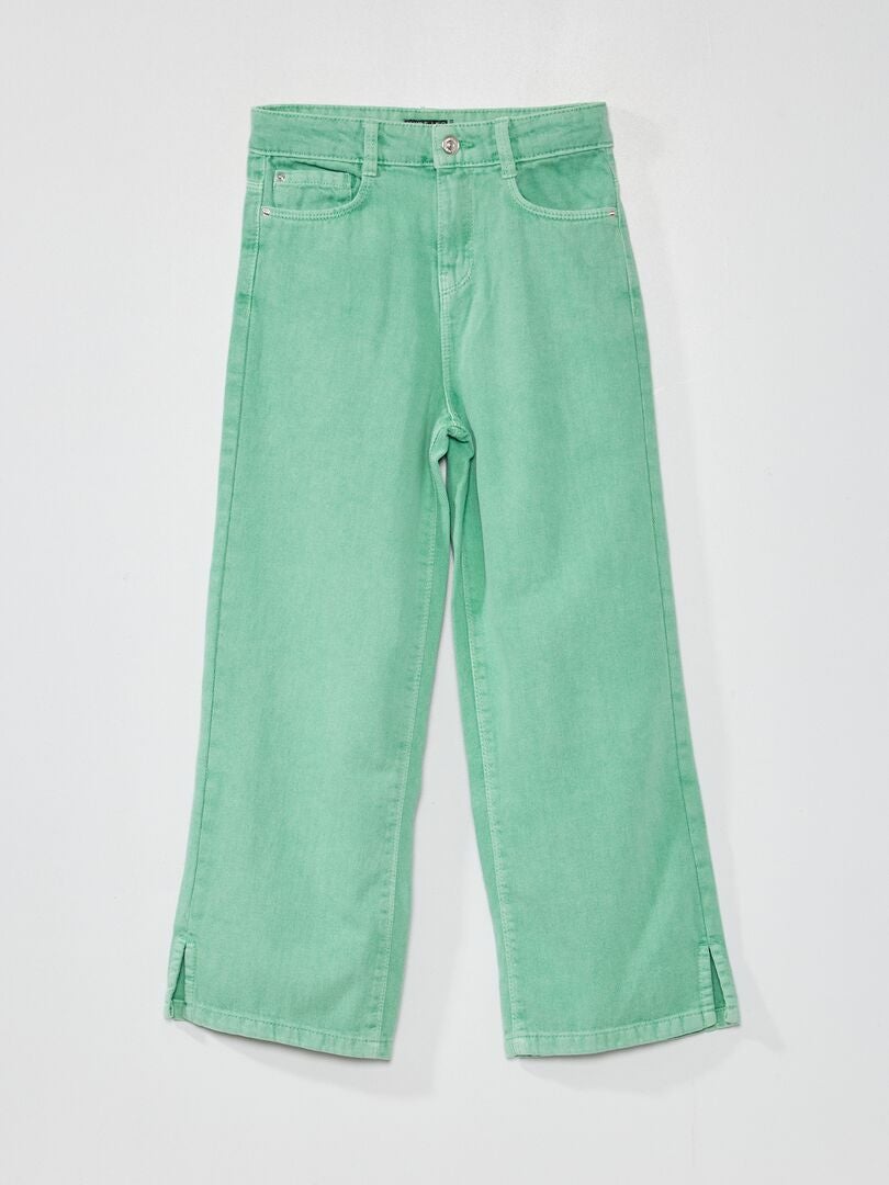 Pantalon wide leg - 5 poches Vert - Kiabi