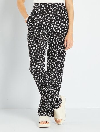 Pantalon wide leg à motifs - Kiabi