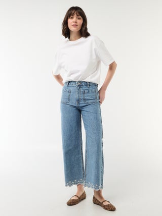 Pantalon wide leg à poches plaquées