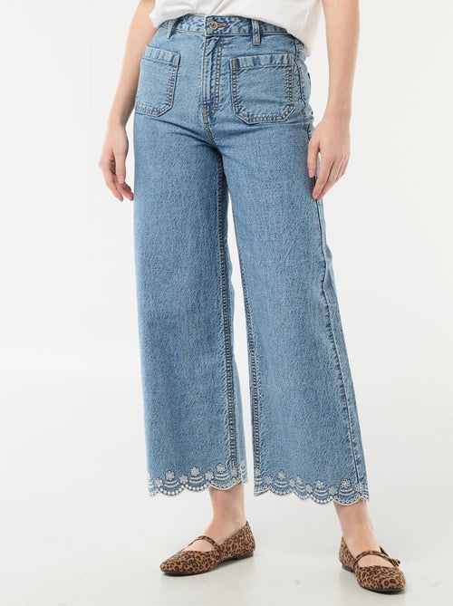 Pantalon wide leg à poches plaquées - Kiabi