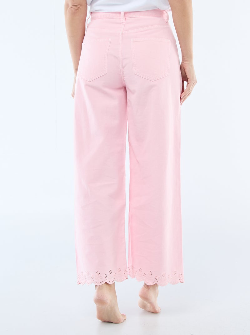 Pantalon wide leg à poches plaquées Rose - Kiabi