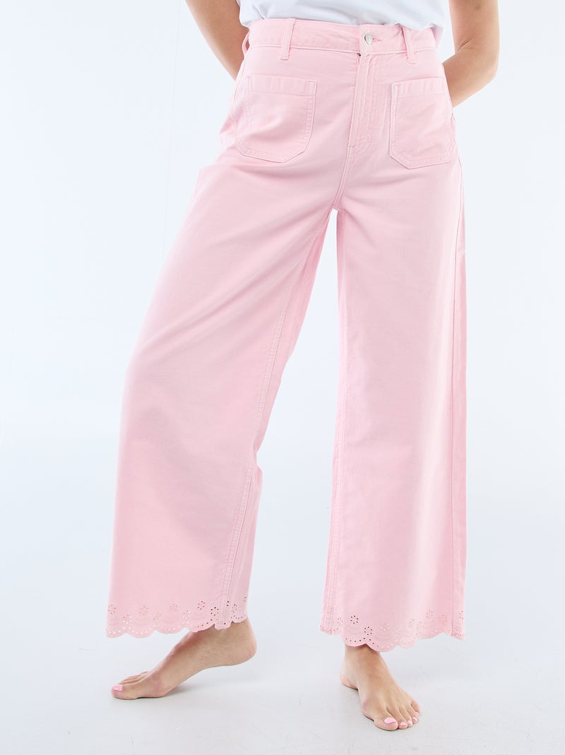 Pantalon wide leg à poches plaquées Rose - Kiabi