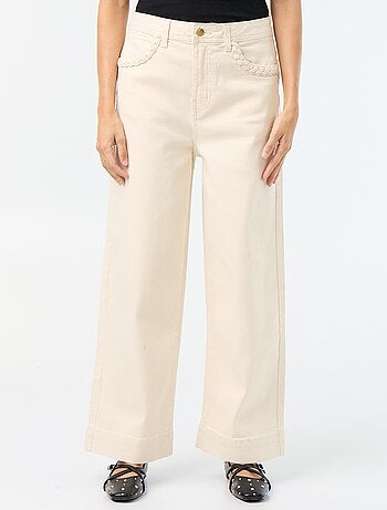 Pantalon wide leg à poches tressées