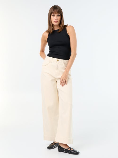 Pantalon wide leg à poches tressées - Kiabi Pantalon wide leg à poches tressées - Kiabi