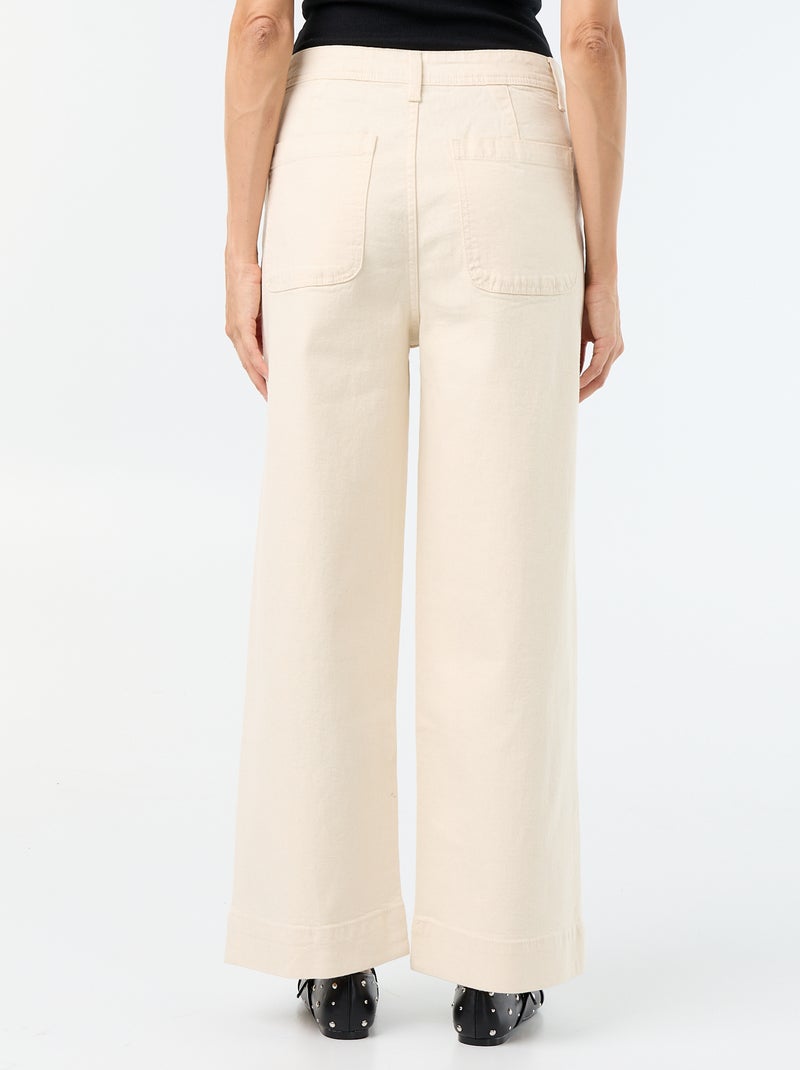 Pantalon wide leg à poches tressées Blanc - Kiabi
