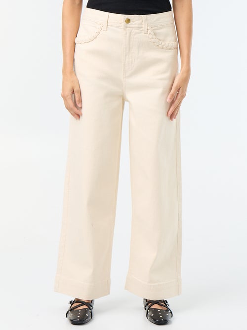 Pantalon wide leg à poches tressées - Kiabi Pantalon wide leg à poches tressées - Kiabi
