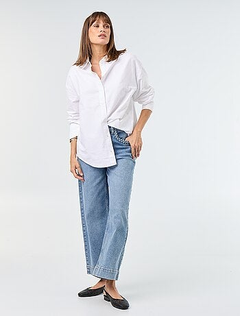 Pantalon wide leg à poches tressées