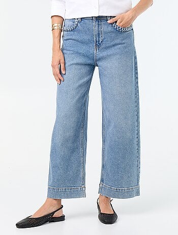 Pantalon wide leg à poches tressées