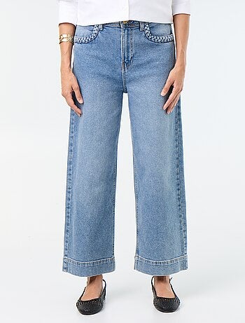Pantalon wide leg à poches tressées