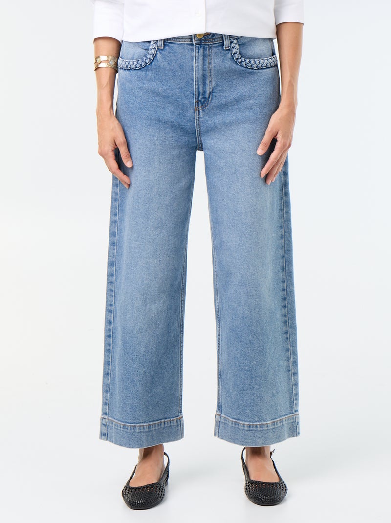 Pantalon wide leg à poches tressées Bleu - Kiabi