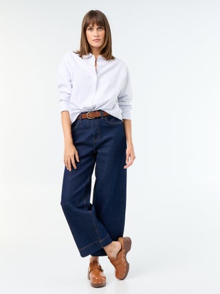 Pantalon wide leg à poches tressées