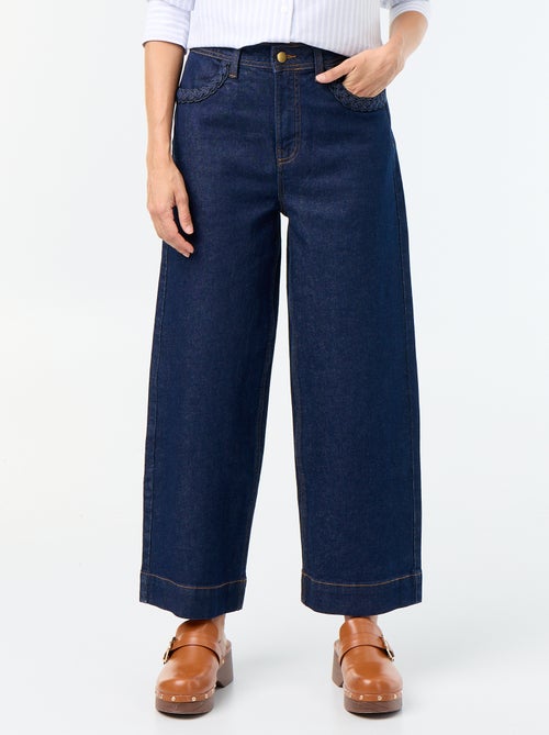 Pantalon wide leg à poches tressées - Kiabi Pantalon wide leg à poches tressées - Kiabi