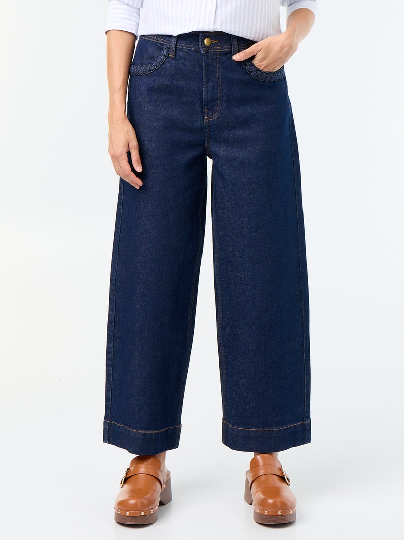 Pantalon wide leg à poches tressées Bleu - Kiabi