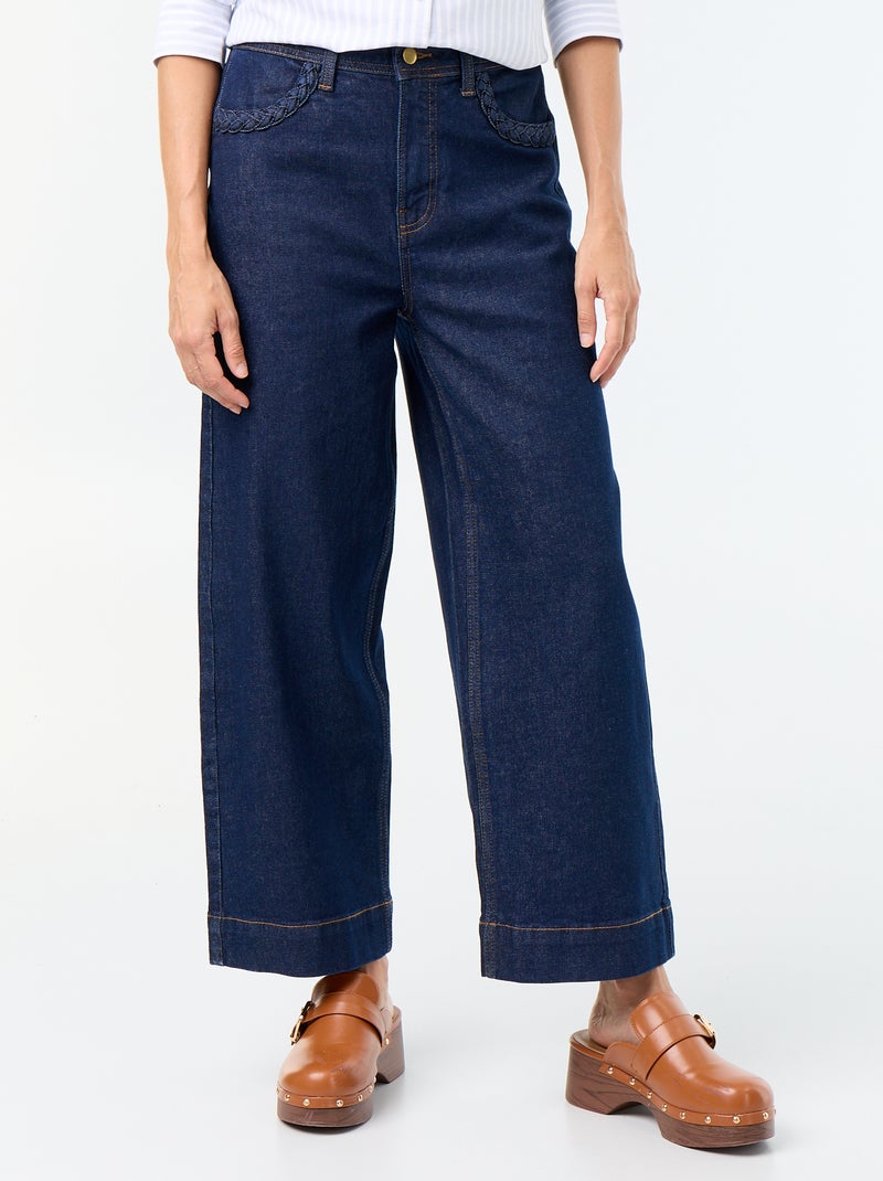 Pantalon wide leg à poches tressées Bleu - Kiabi