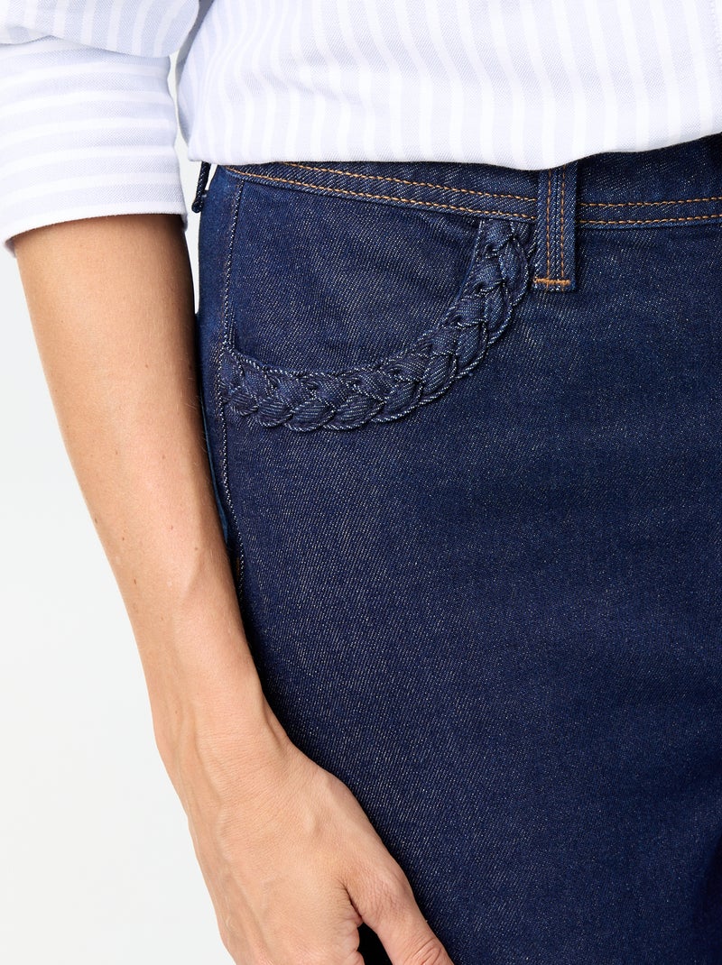Pantalon wide leg à poches tressées Bleu - Kiabi
