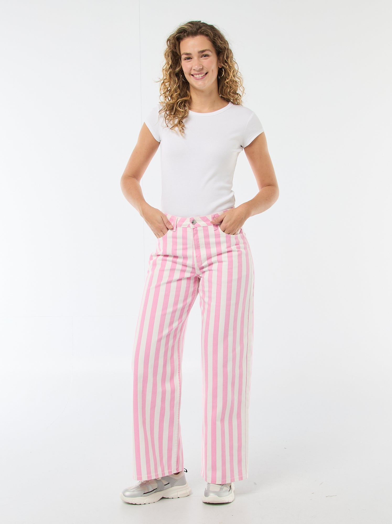 Pantalon wide leg à rayures
