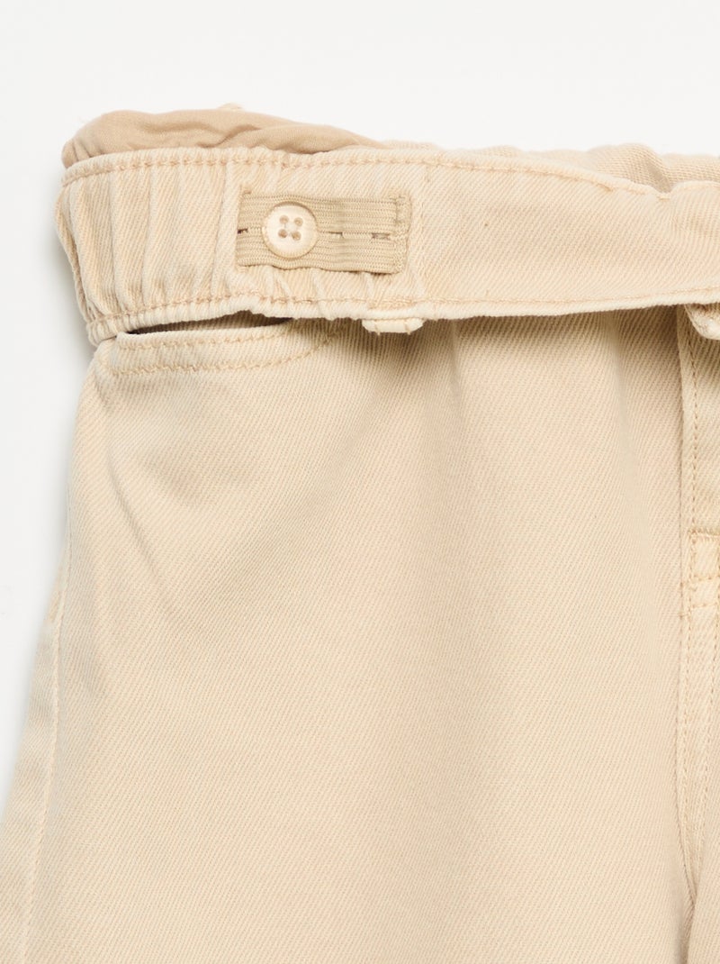 Pantalon wide leg à taille ajustable Beige - Kiabi