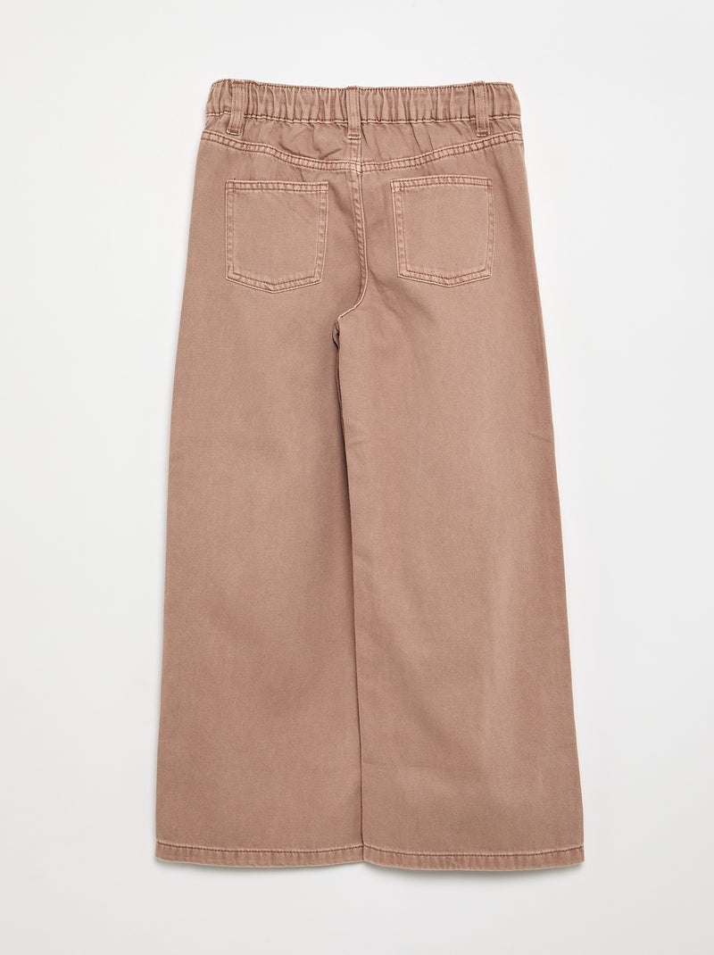 Pantalon wide leg à taille ajustable Marron - Kiabi