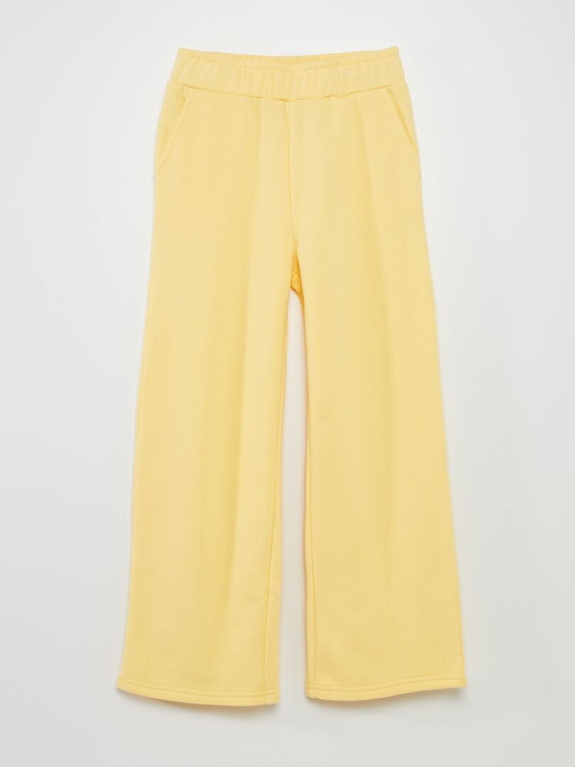 Pantalon wide leg à taille élastiquée Jaune - Kiabi