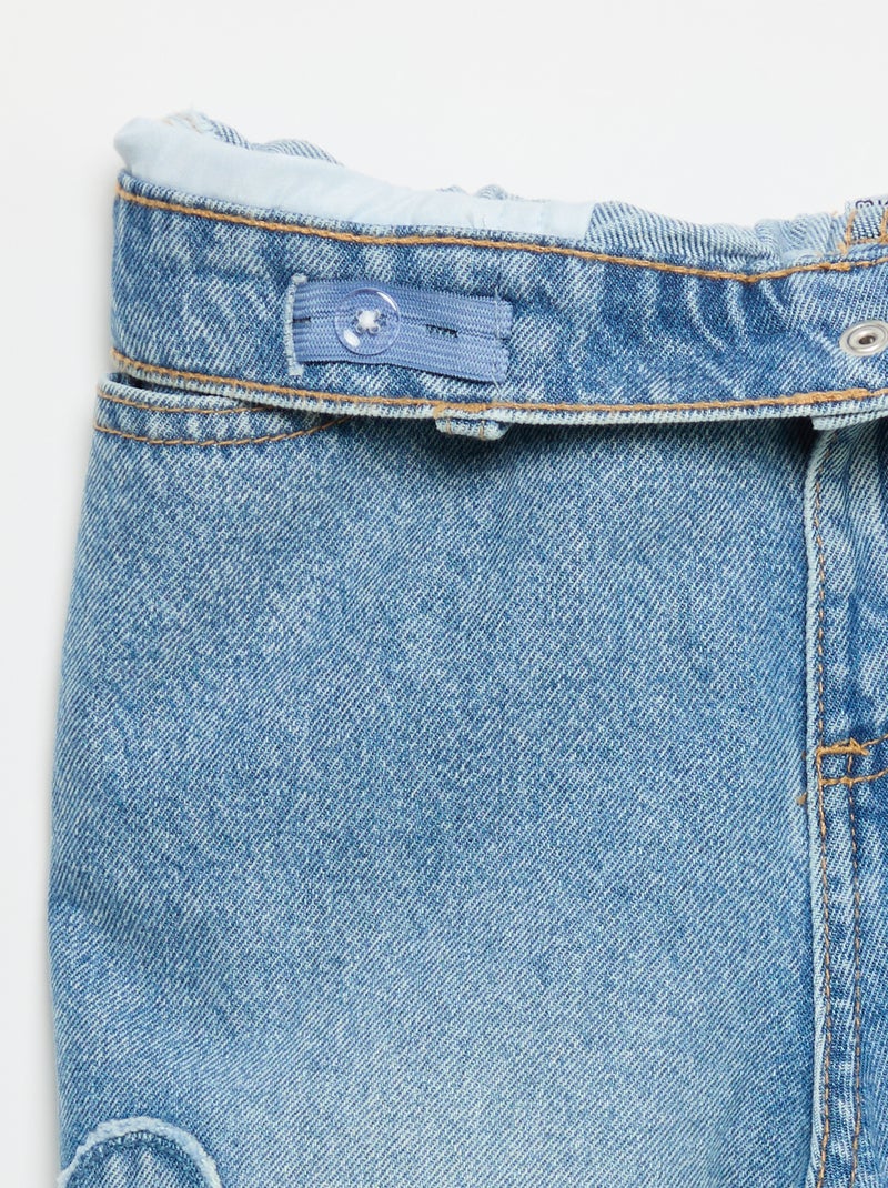 Pantalon wide leg avec broderies Bleu - Kiabi