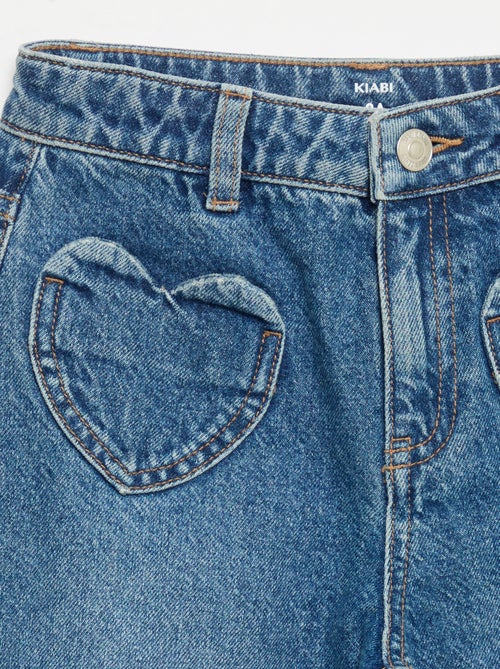 Pantalon wide leg avec broderies cœurs - Kiabi