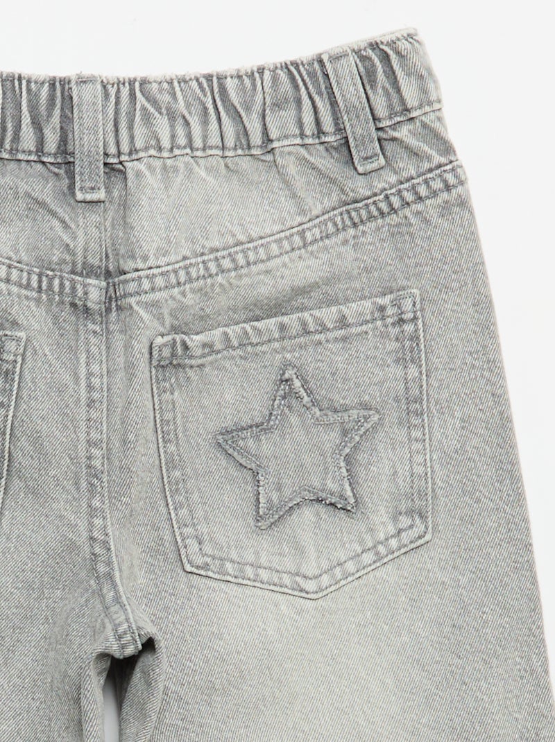 Pantalon wide leg avec broderies Gris - Kiabi