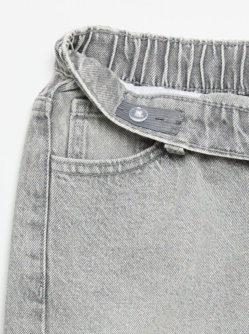 Pantalon wide leg avec broderies Gris - Kiabi
