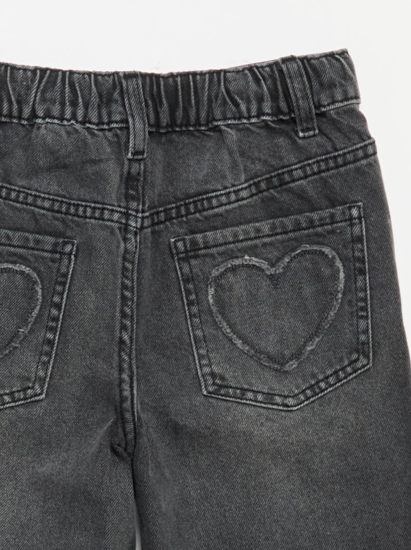 Pantalon wide leg avec broderies Gris - Kiabi