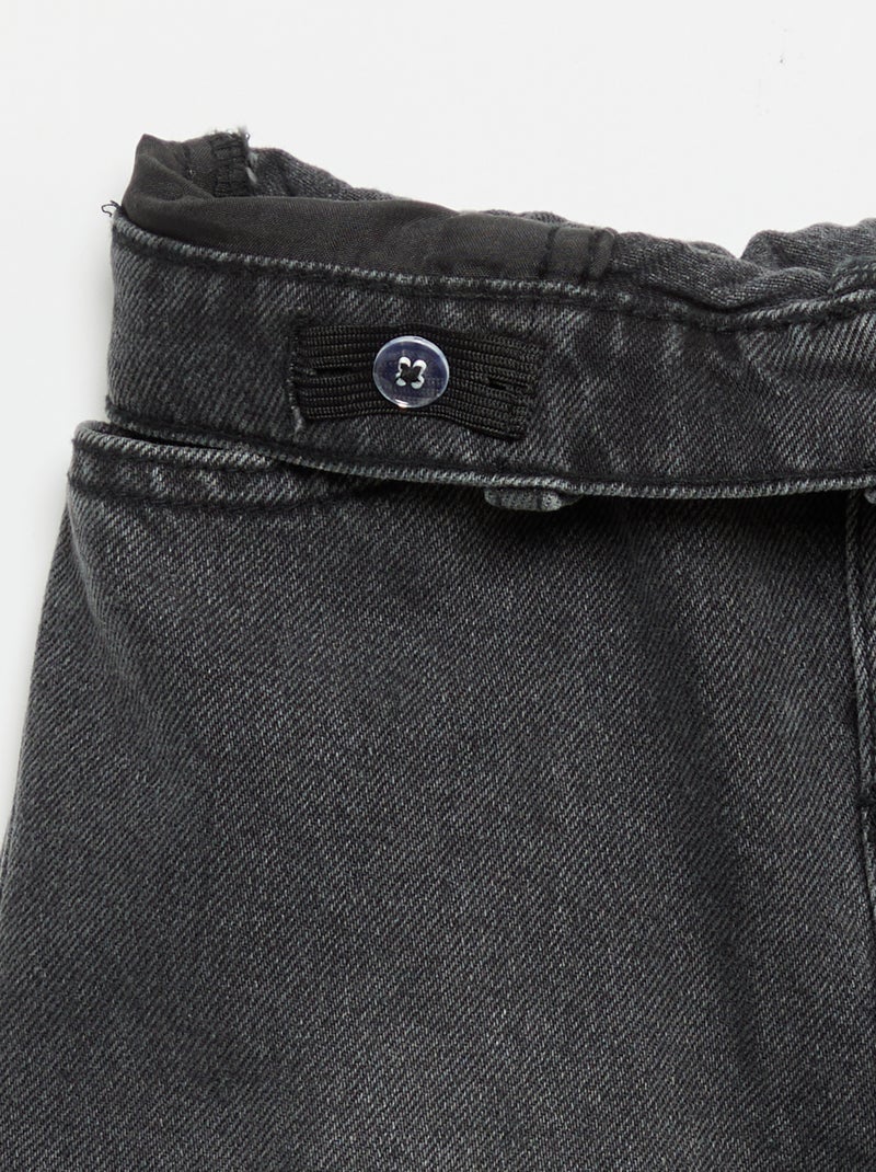 Pantalon wide leg avec broderies Gris - Kiabi