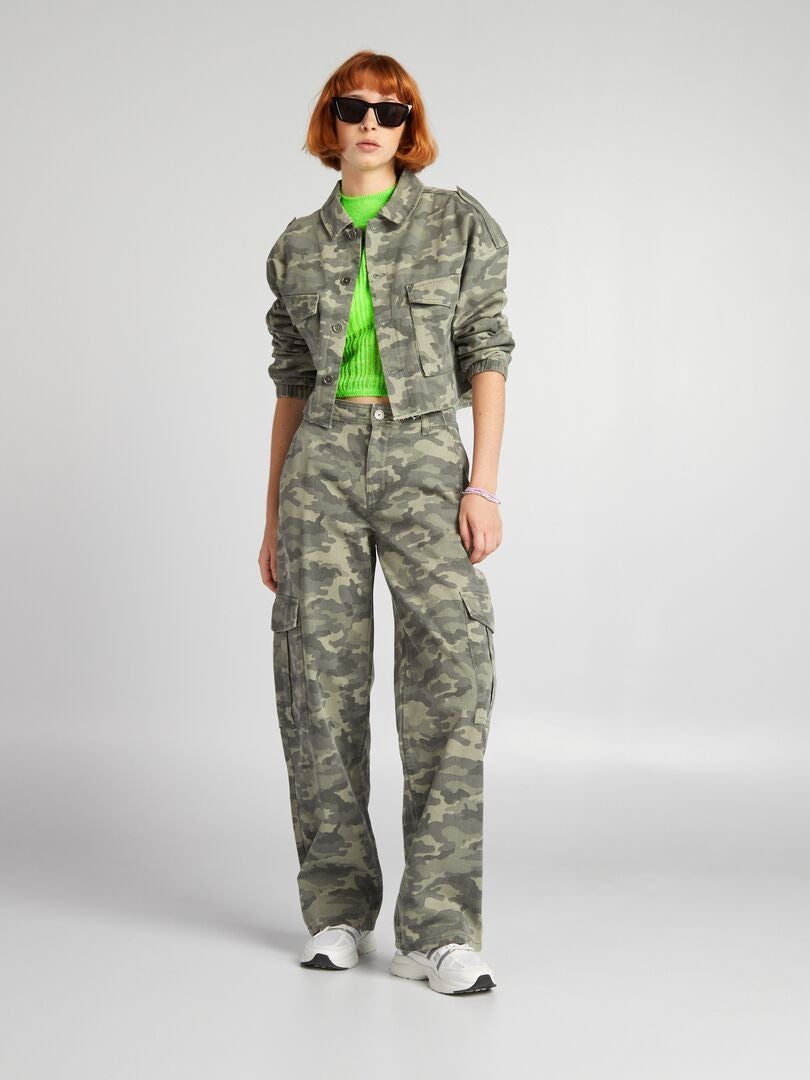 Pantalon wide leg camouflage - Kiabi
