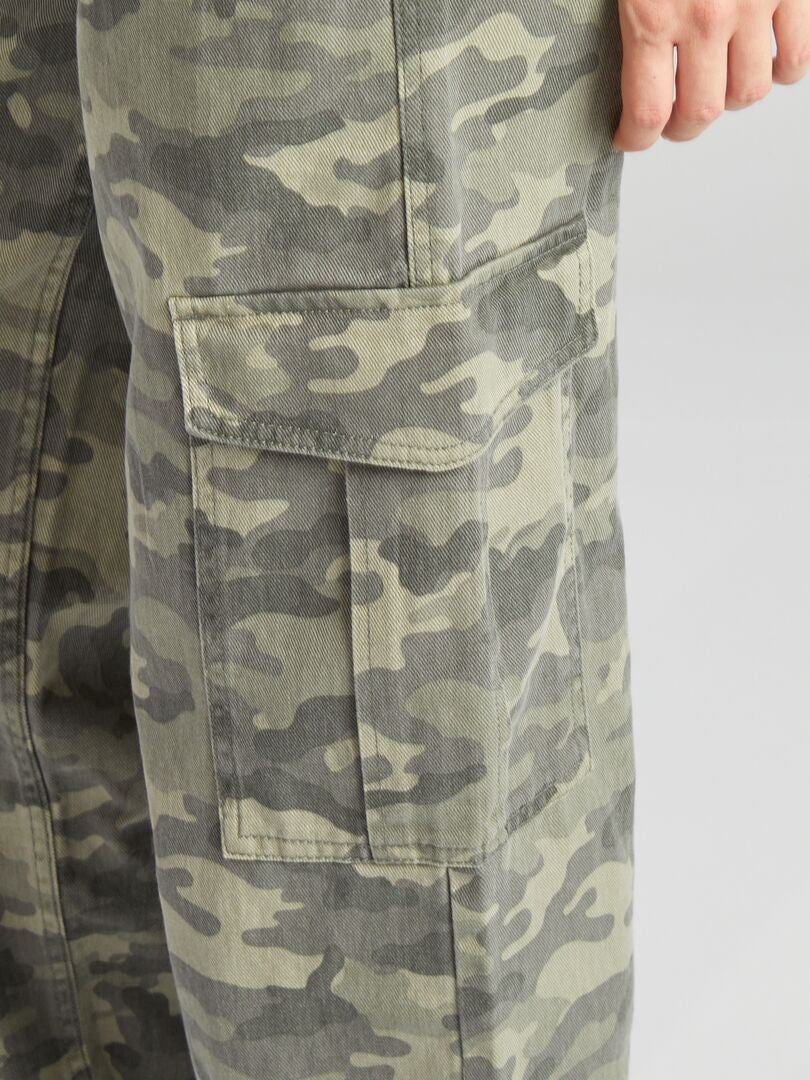 Pantalon wide leg camouflage - Kiabi