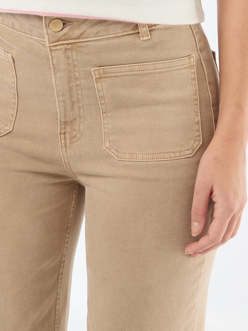 Pantalon wide leg coloré Beige - Kiabi