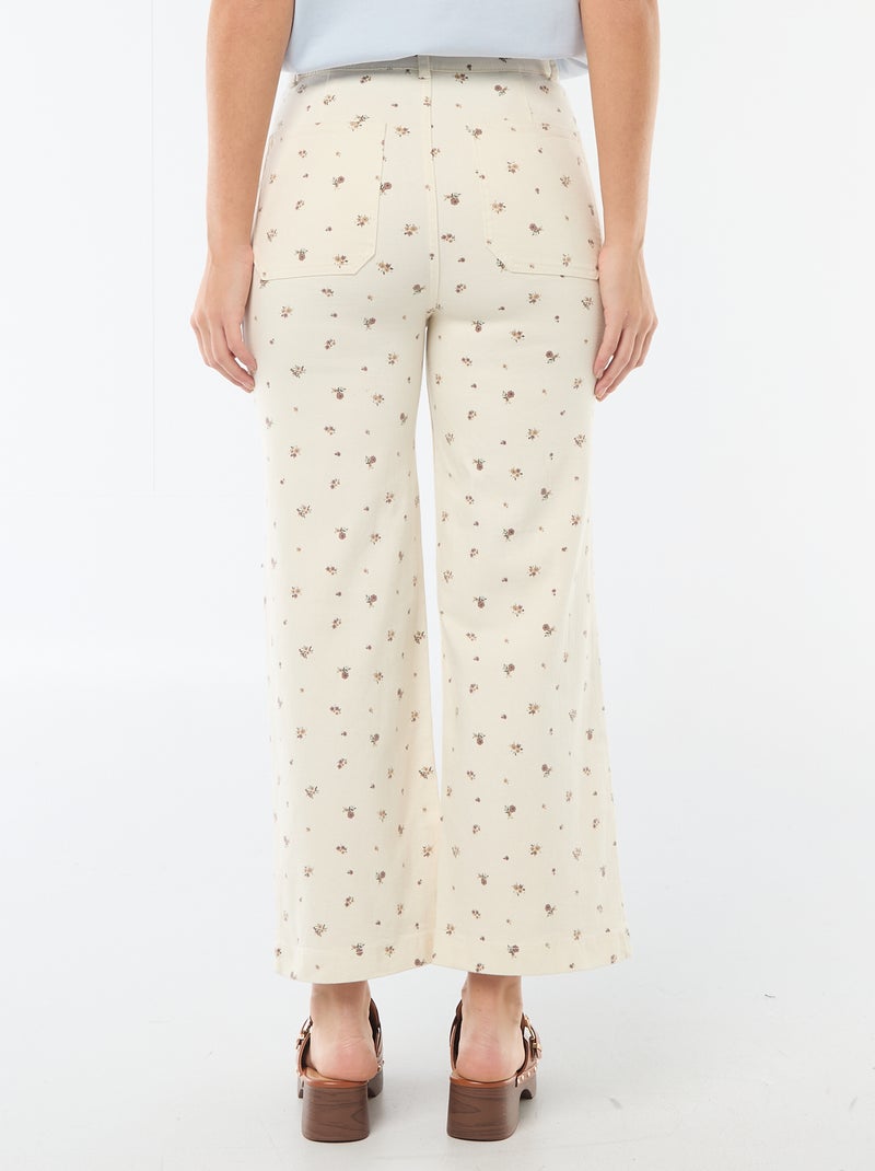 Pantalon wide leg coloré Beige imprimé - Kiabi